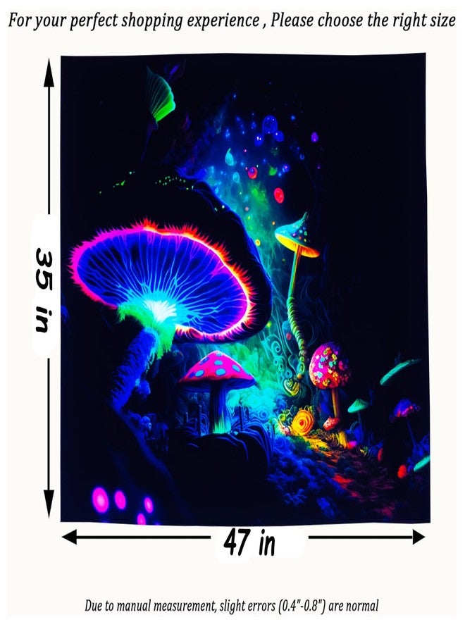 TUGCAY Blacklight Mushroom Tapestry Glow In The Dark Fantasy Forest Tapestry UV Reactive Magic Tapestries Wall Hanging Decor for Bedroom Dorm Living Room (35" x 47") - Image 4